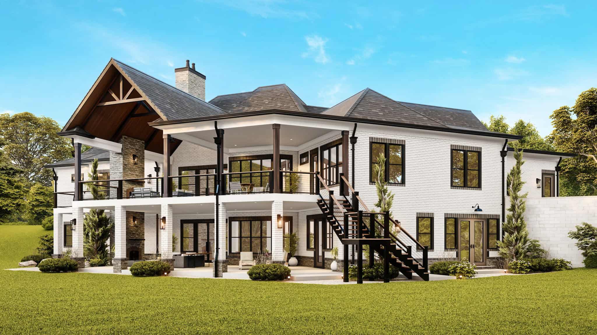 Rear View of this 3-Bedroom,6387 Sq Ft Plan -198-1188