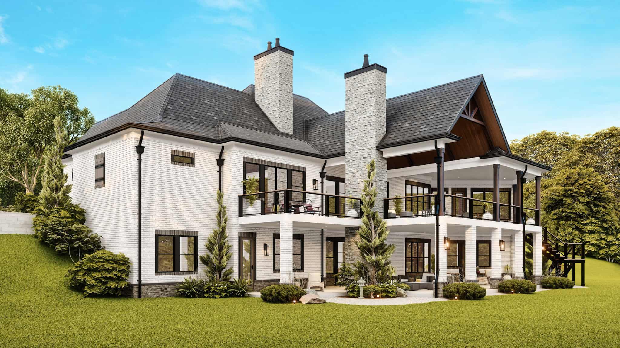 Rear View of this 3-Bedroom,6387 Sq Ft Plan -198-1188