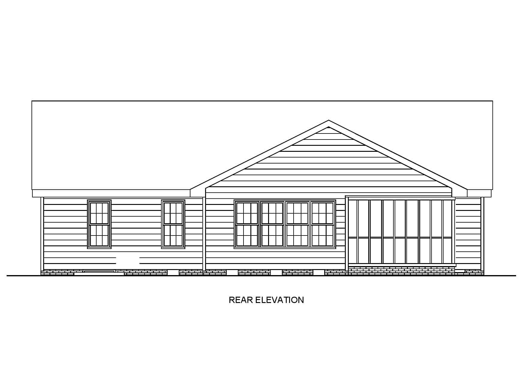 Home Plan Rear Elevation of this 3-Bedroom,1566 Sq Ft Plan -198-1190