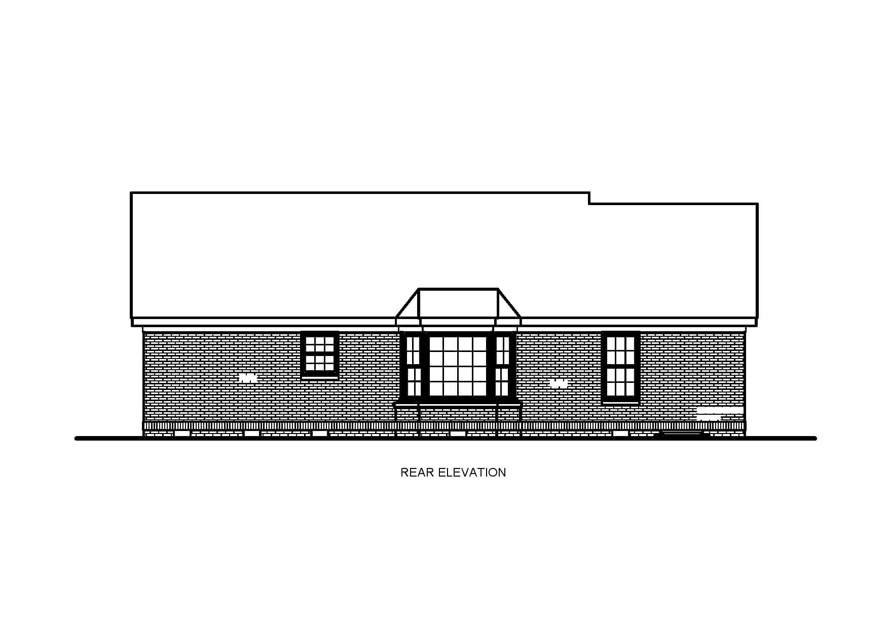 Home Plan Rear Elevation of this 3-Bedroom,1313 Sq Ft Plan -198-1191