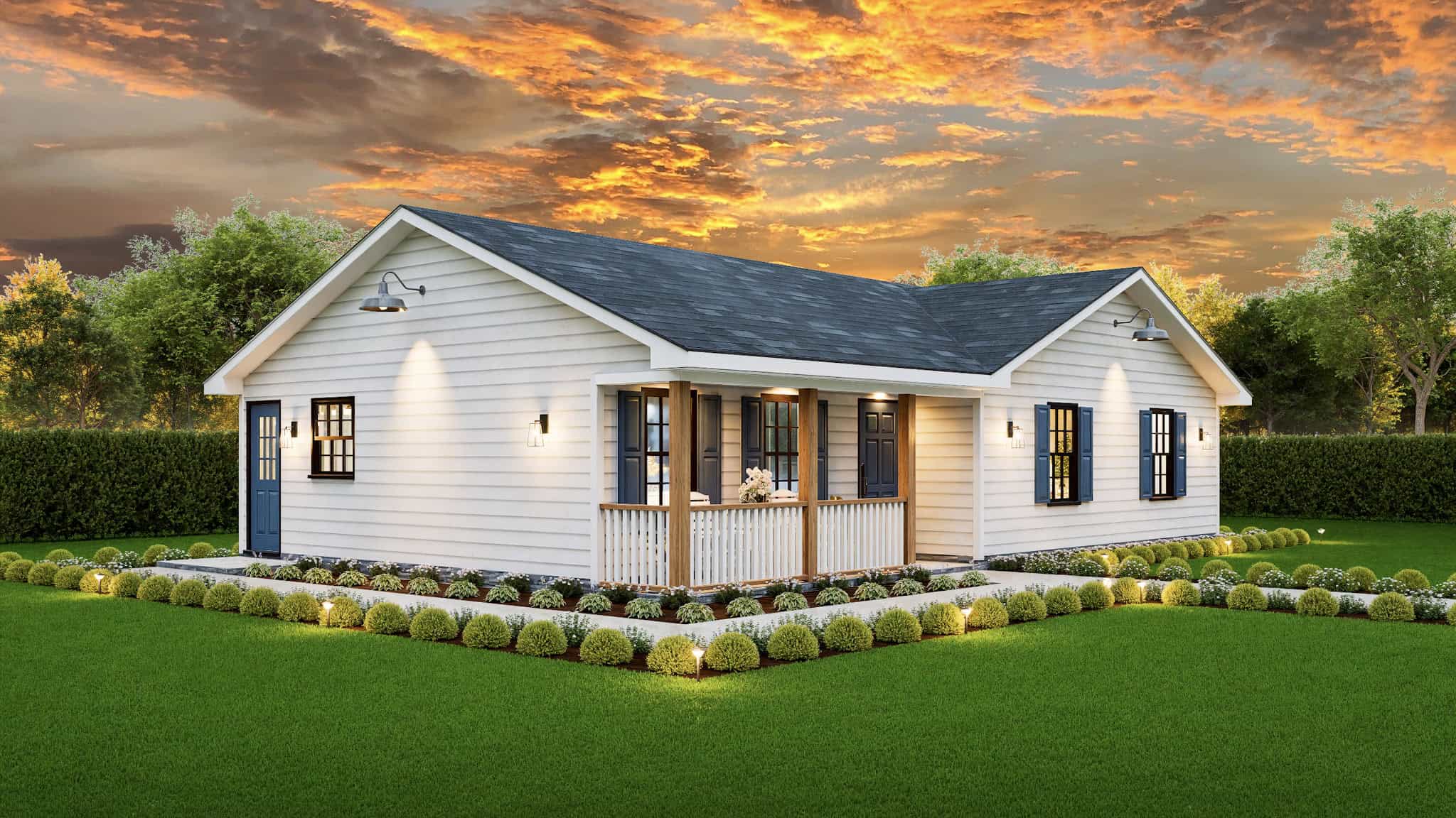 Home at Night of this 3-Bedroom,1157 Sq Ft Plan -198-1193