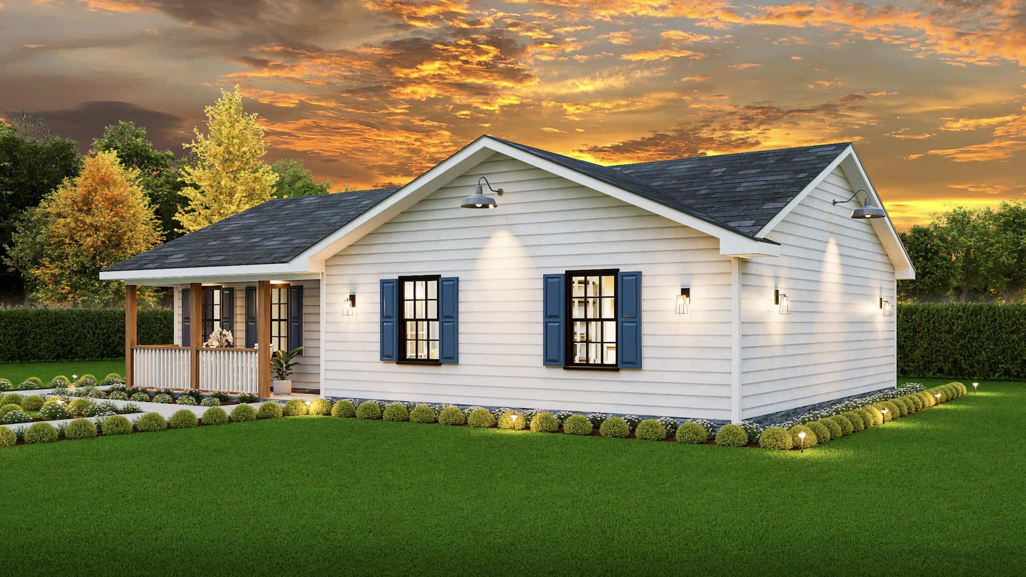 Home at Night of this 3-Bedroom,1157 Sq Ft Plan -198-1193