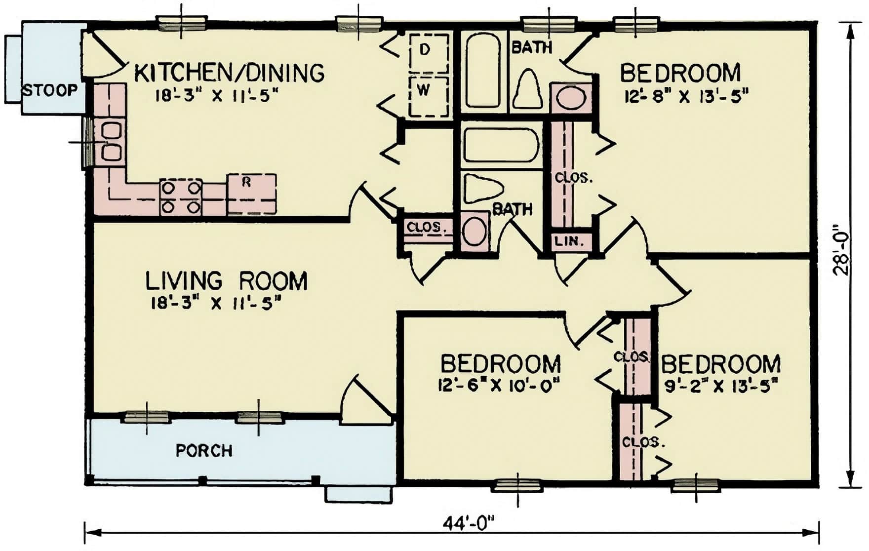 Main Level of Ranch Plan #198-1193