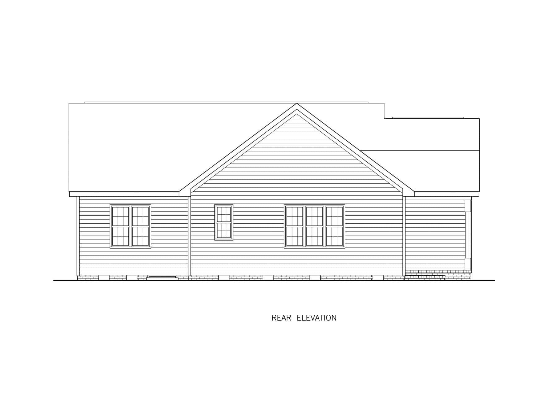 Home Plan Rear Elevation of this 3-Bedroom,1310 Sq Ft Plan -198-1194