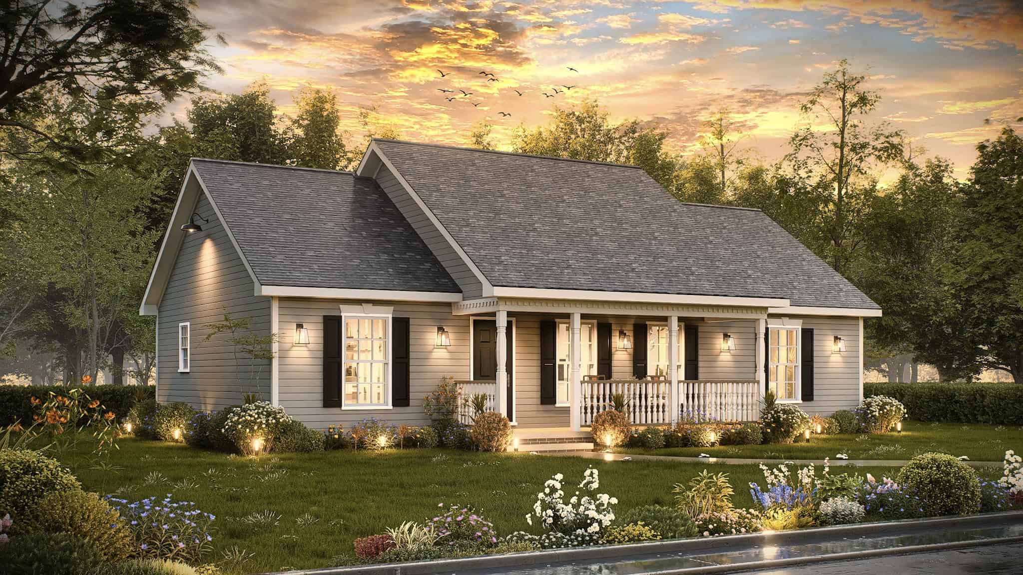 Home at Night of this 3-Bedroom,1248 Sq Ft Plan -198-1195