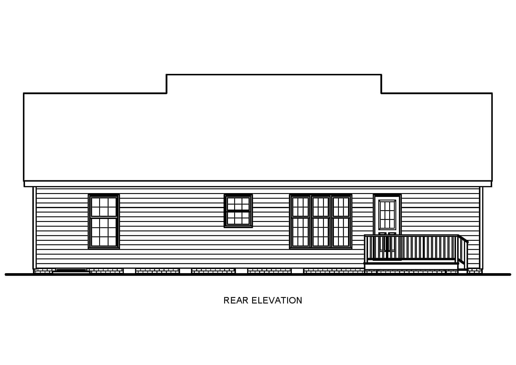 Home Plan Rear Elevation of this 3-Bedroom,1248 Sq Ft Plan -198-1195