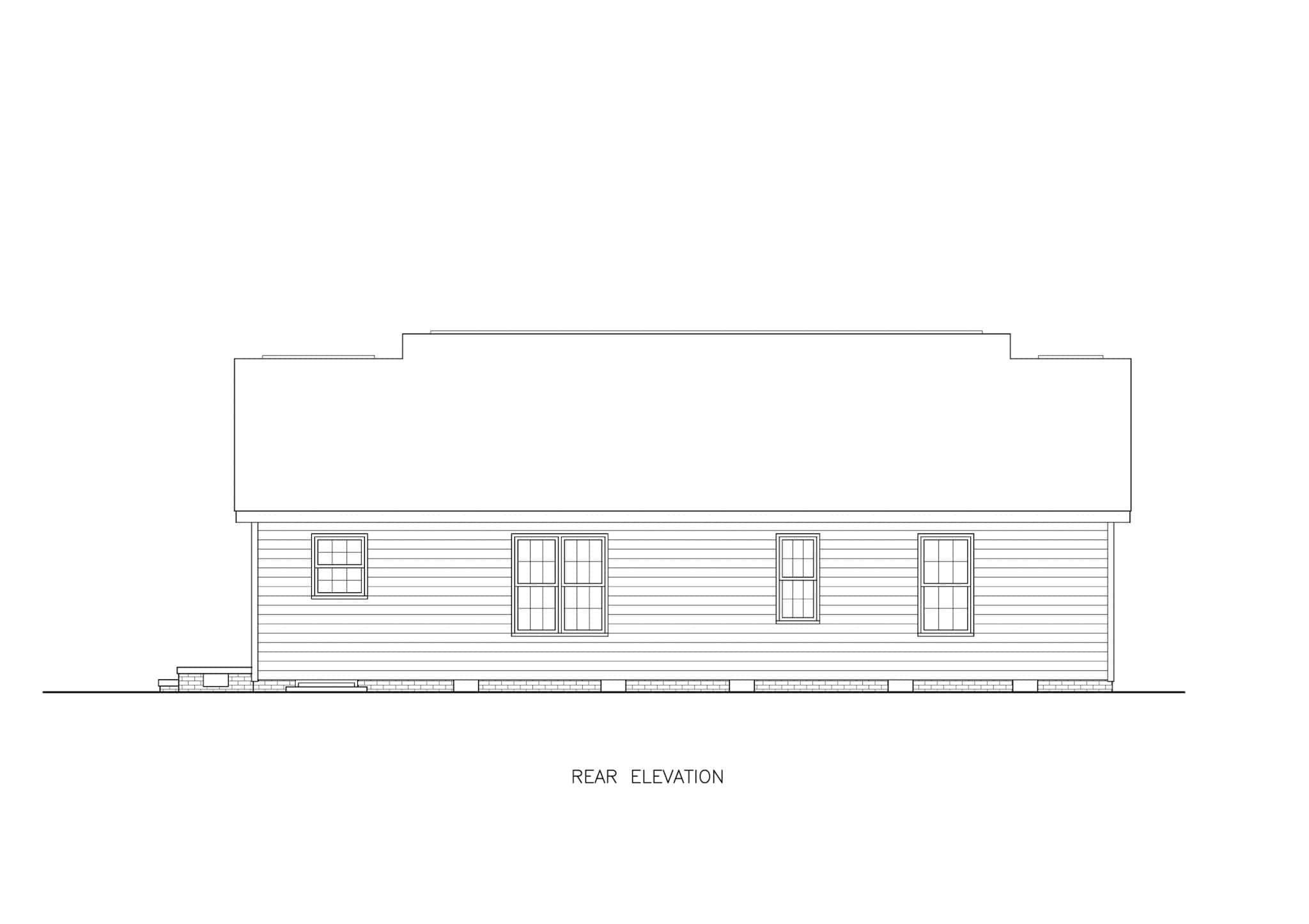 Home Plan Rear Elevation of this 3-Bedroom,1183 Sq Ft Plan -198-1196