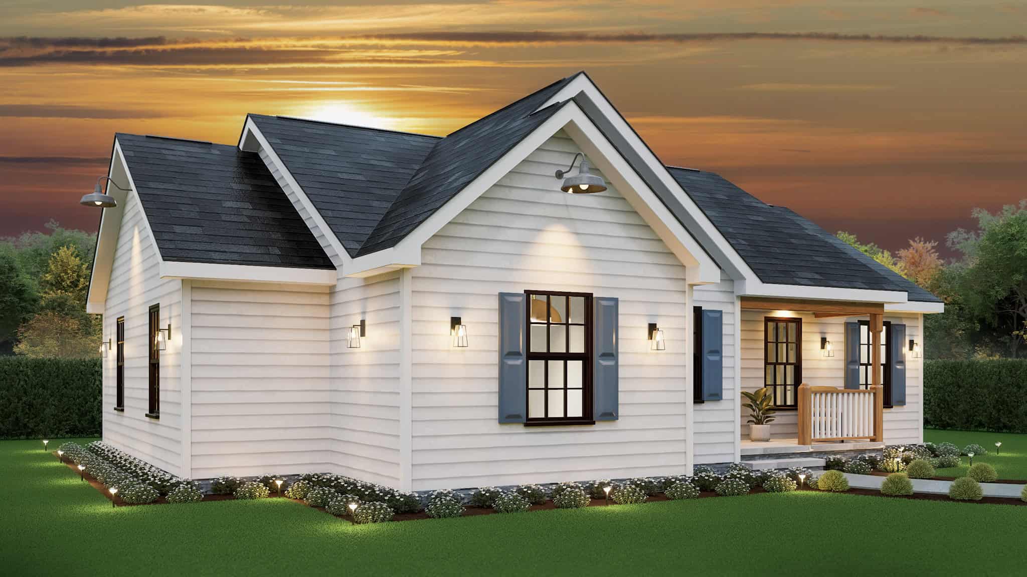 Left Side View of this 3-Bedroom,1183 Sq Ft Plan -198-1196