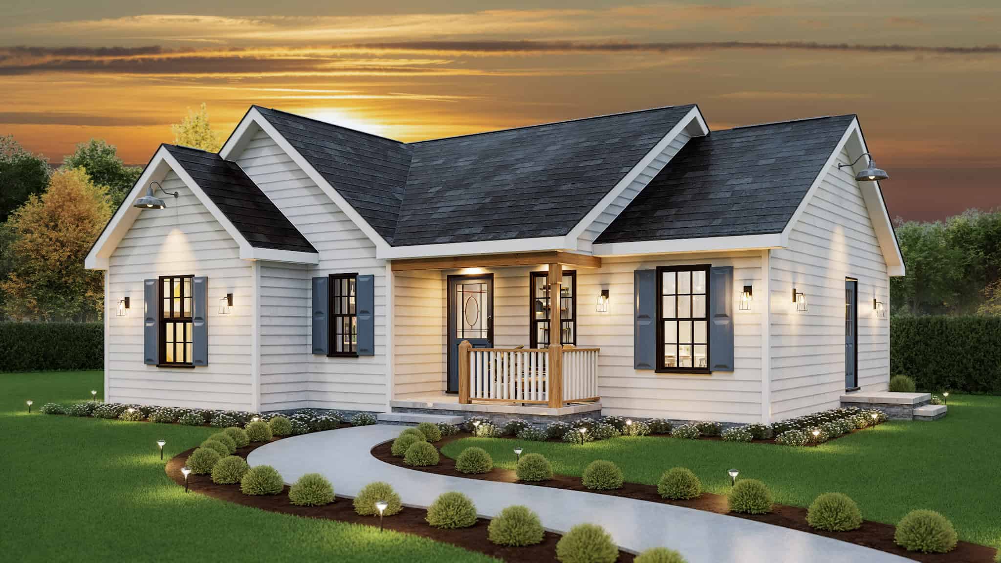 Right Side View of this 3-Bedroom,1183 Sq Ft Plan -198-1196