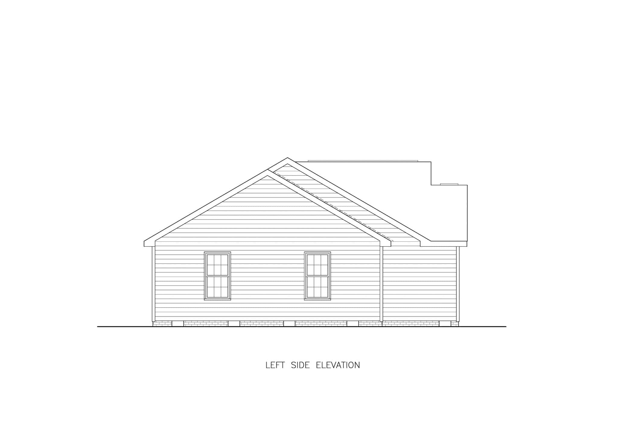 Home Plan Left Elevation of this 3-Bedroom,1183 Sq Ft Plan -198-1196