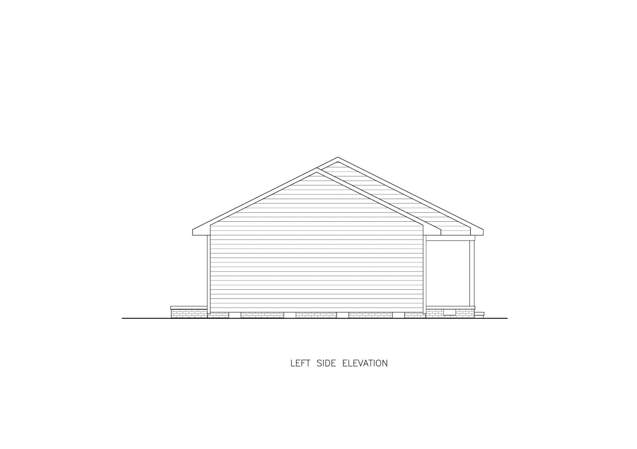 Home Plan Left Elevation of this 3-Bedroom,1152 Sq Ft Plan -198-1198