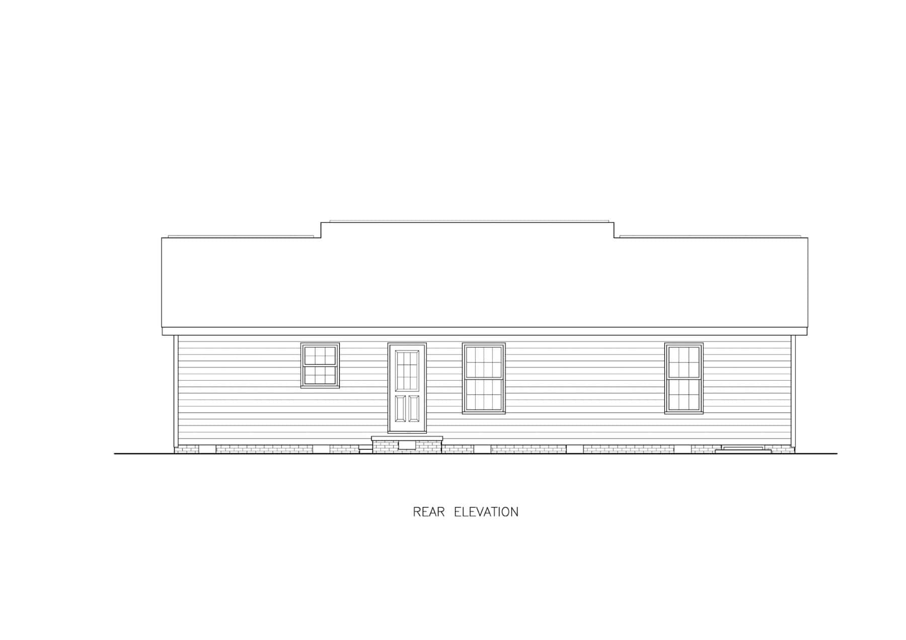 Home Plan Rear Elevation of this 3-Bedroom,1152 Sq Ft Plan -198-1198
