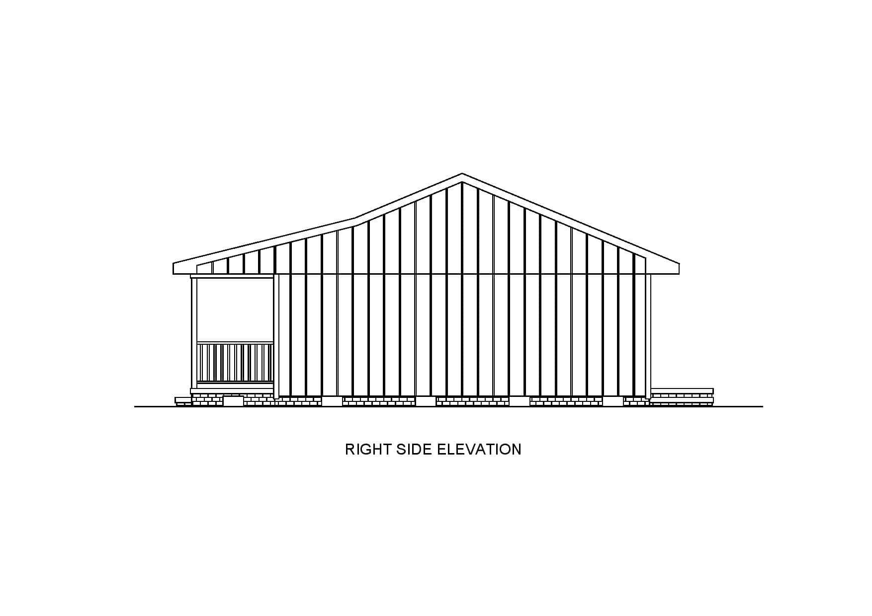 Home Plan Right Elevation of this 3-Bedroom,960 Sq Ft Plan -198-1199