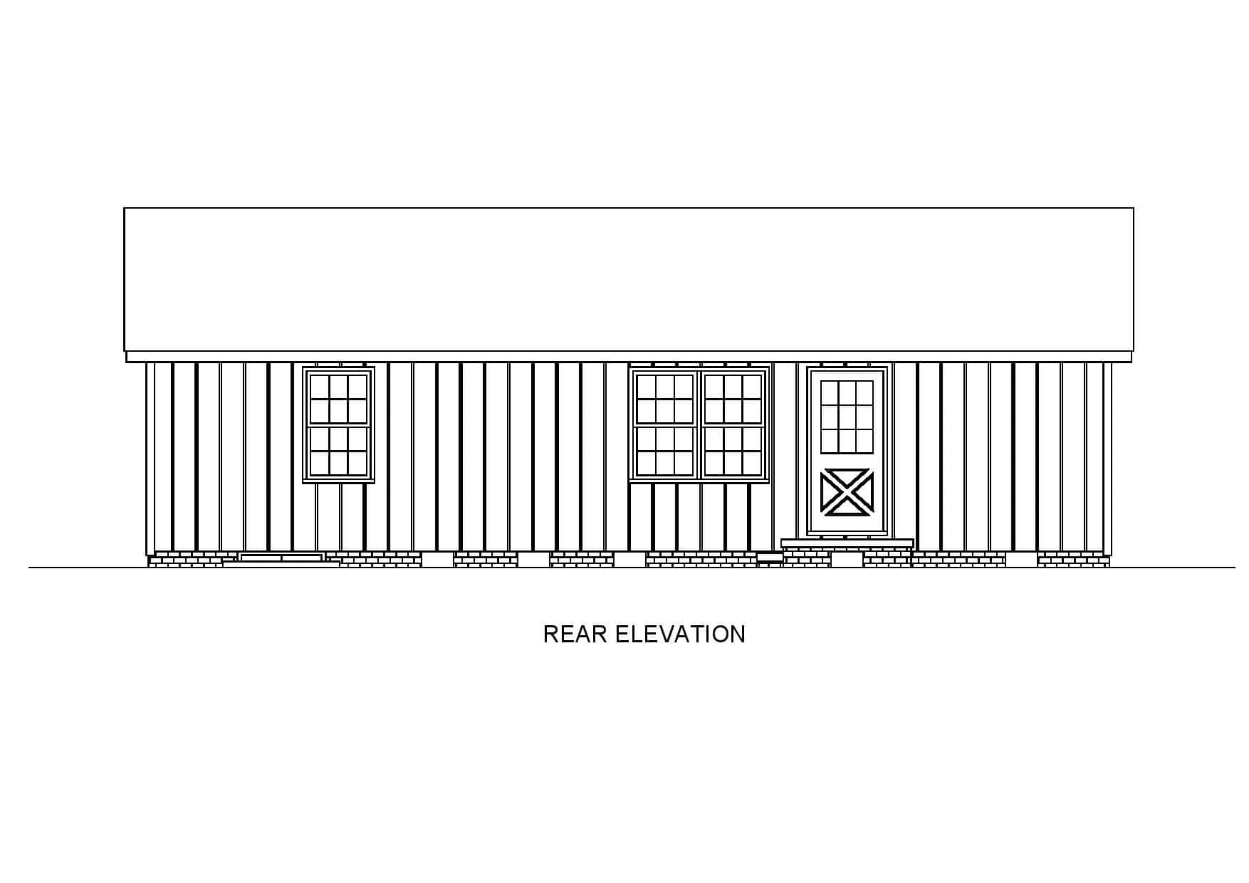 Home Plan Rear Elevation of this 3-Bedroom,960 Sq Ft Plan -198-1199