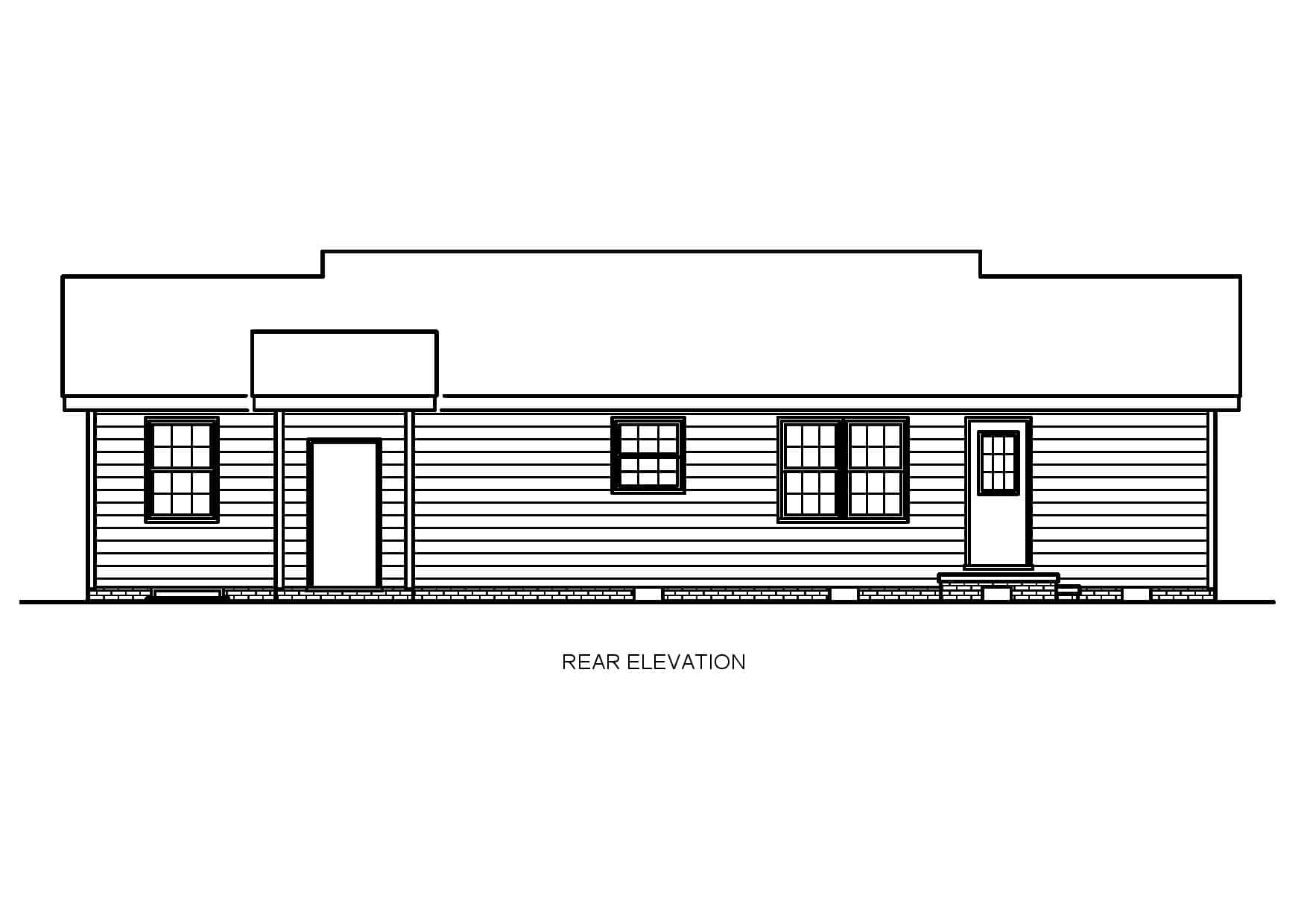 Home Plan Rear Elevation of this 4-Bedroom,1223 Sq Ft Plan -198-1201