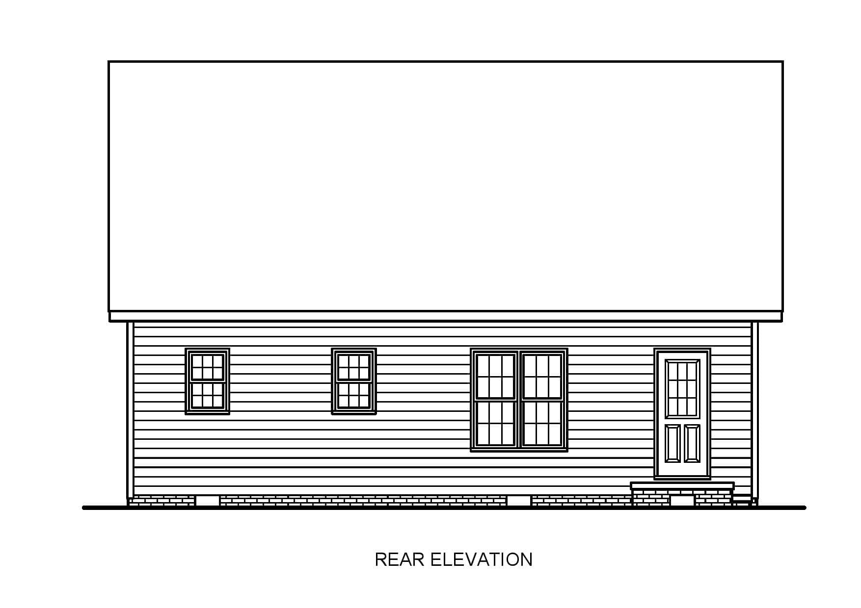 Home Plan Rear Elevation of this 3-Bedroom,1191 Sq Ft Plan -198-1202