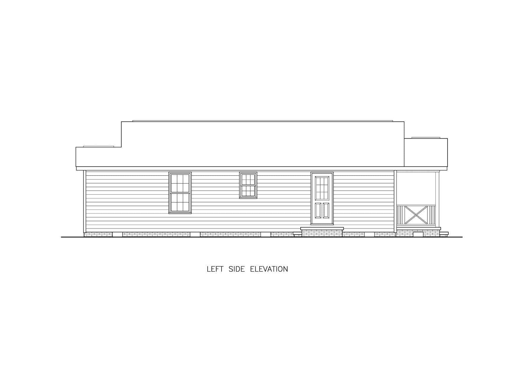 Home Plan Left Elevation of this 2-Bedroom,815 Sq Ft Plan -198-1203