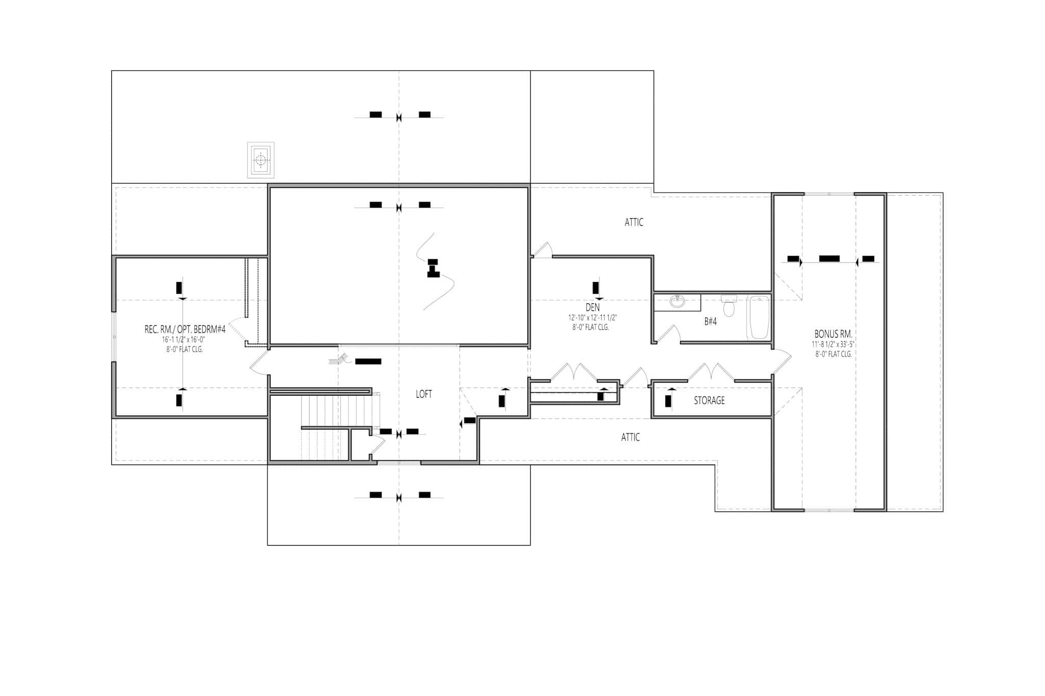 Upper Level of Modern Farmhouse Plan #198-1205