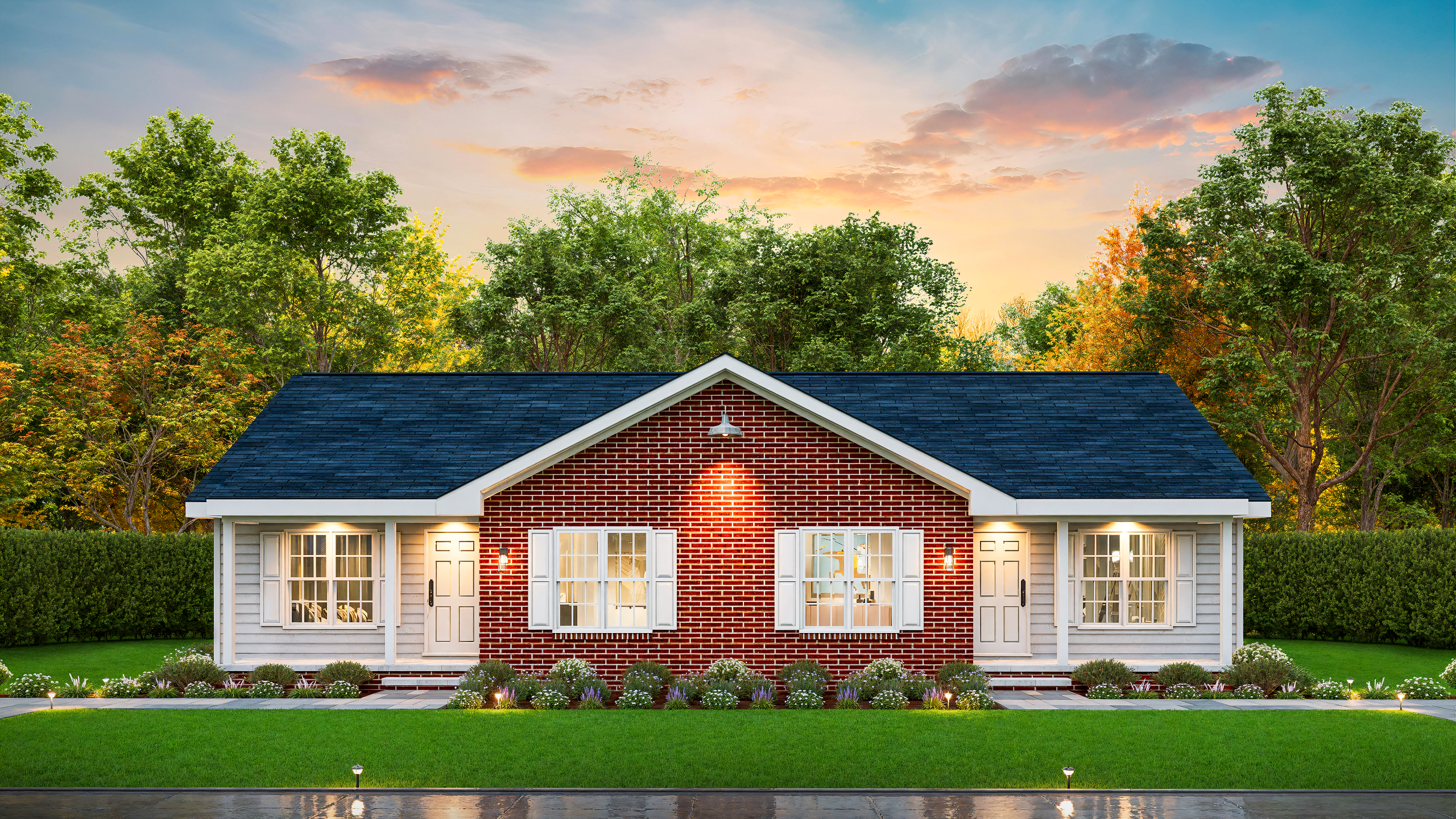 Front elevation of Duplex/Multi-Unit home (ThePlanCollection: House Plan #198-1207)