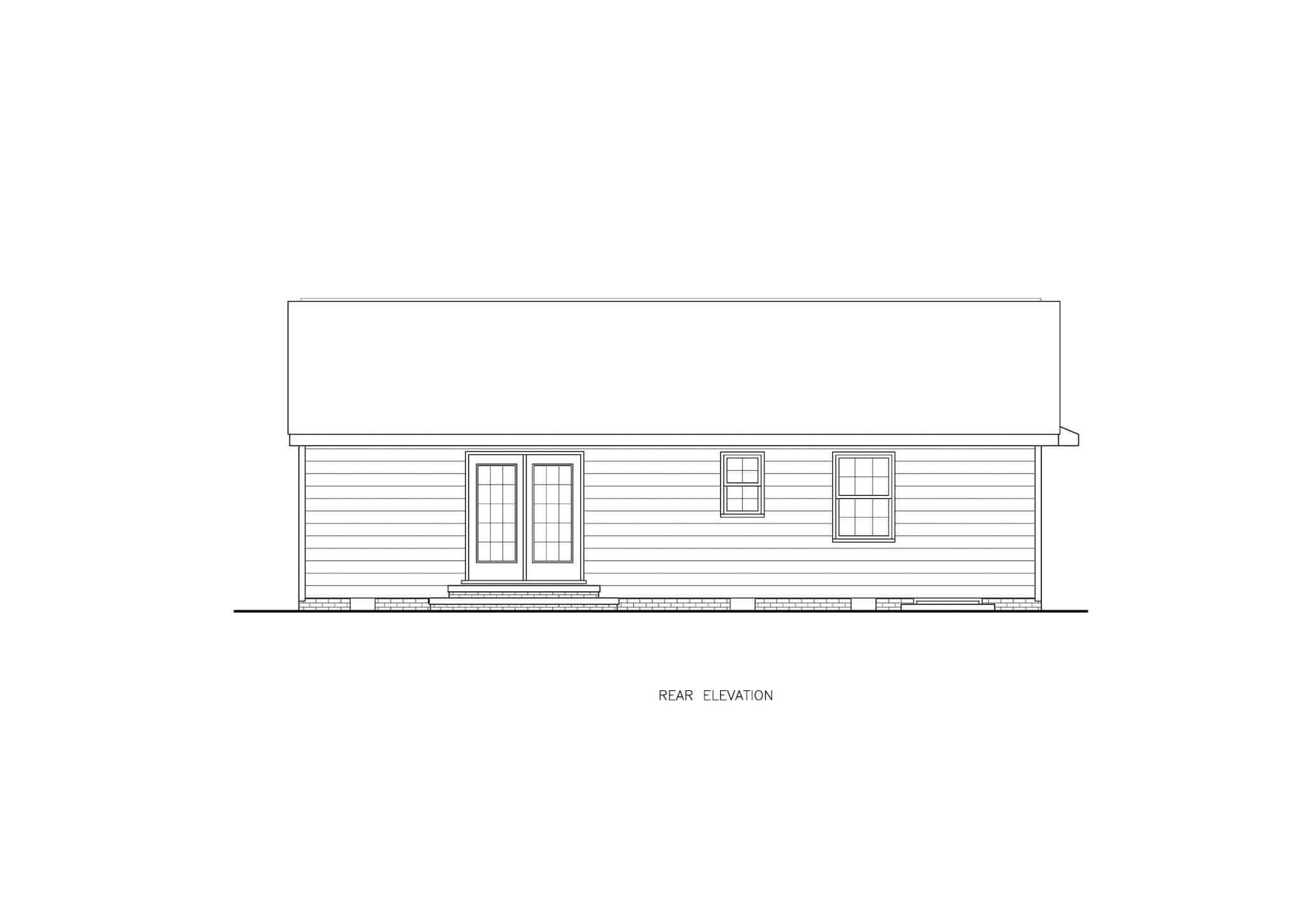Home Plan Rear Elevation of this 3-Bedroom,1009 Sq Ft Plan -198-1209