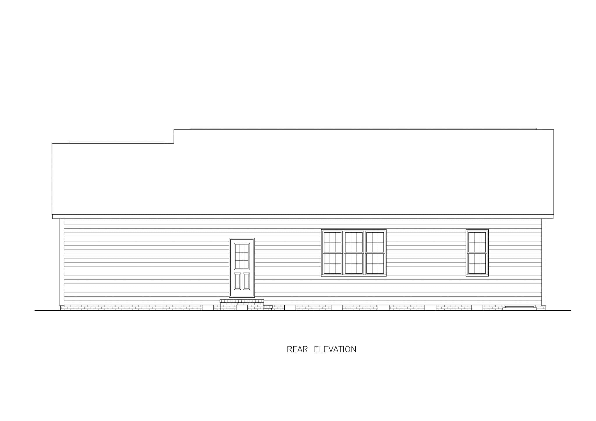 Home Plan Rear Elevation of this 3-Bedroom,1220 Sq Ft Plan -198-1210