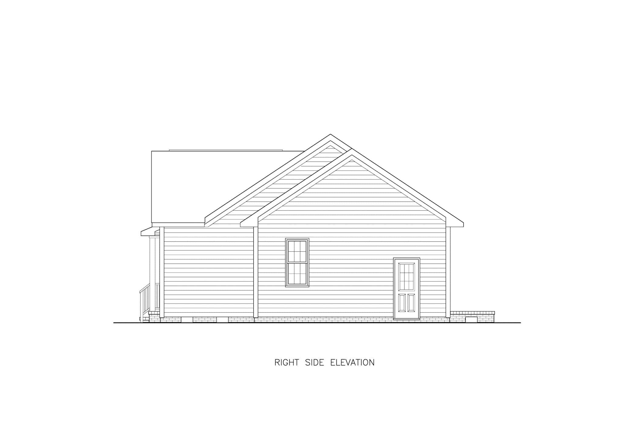 Home Plan Right Elevation of this 3-Bedroom,1220 Sq Ft Plan -198-1210