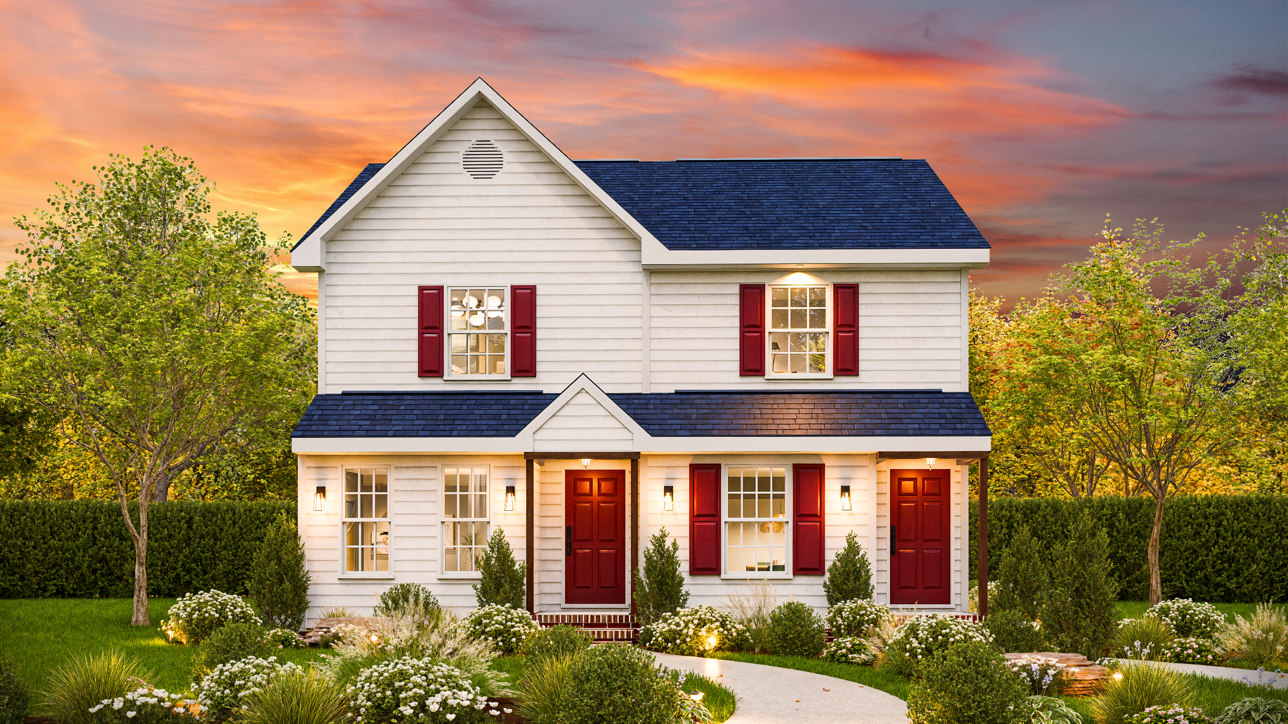 Front elevation of Duplex/Multi-Unit home (ThePlanCollection: House Plan #198-1211)