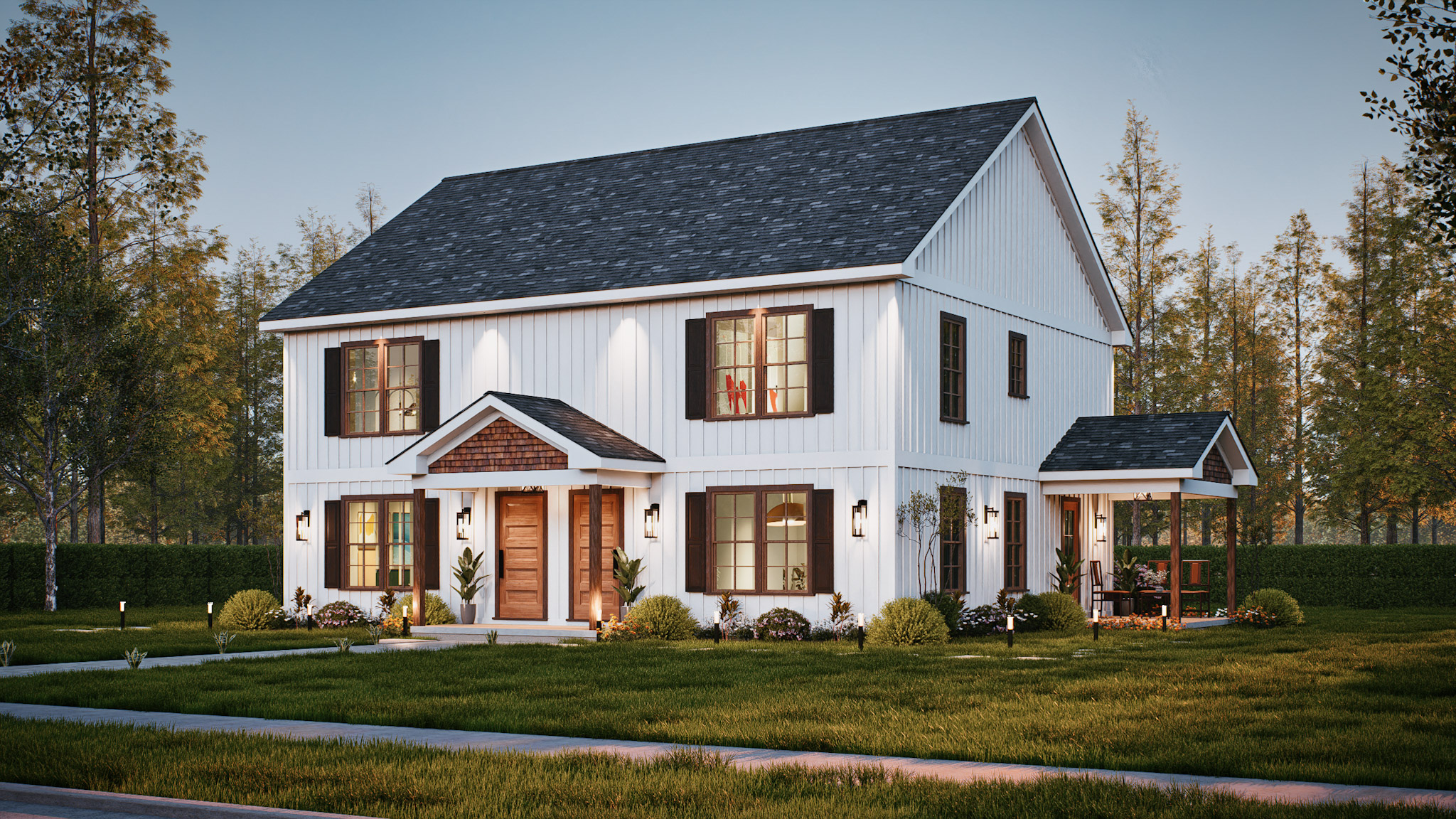 Home at Night of this 6-Bedroom,2560 Sq Ft Plan -198-1212