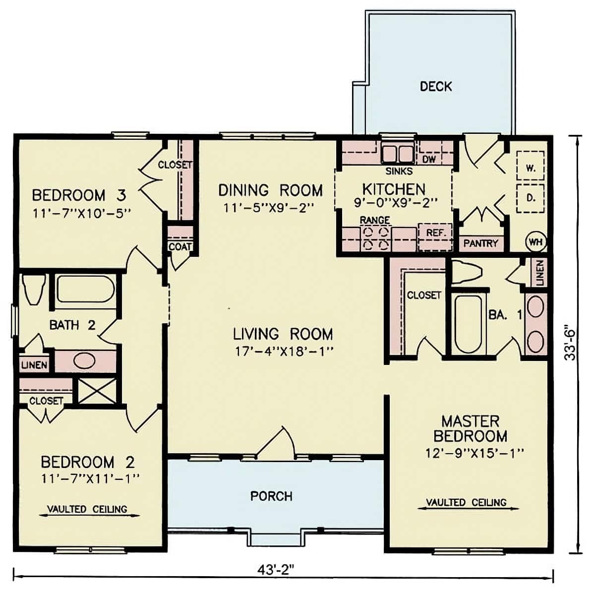 Main Level of Modern Farmhouse Plan #198-1214