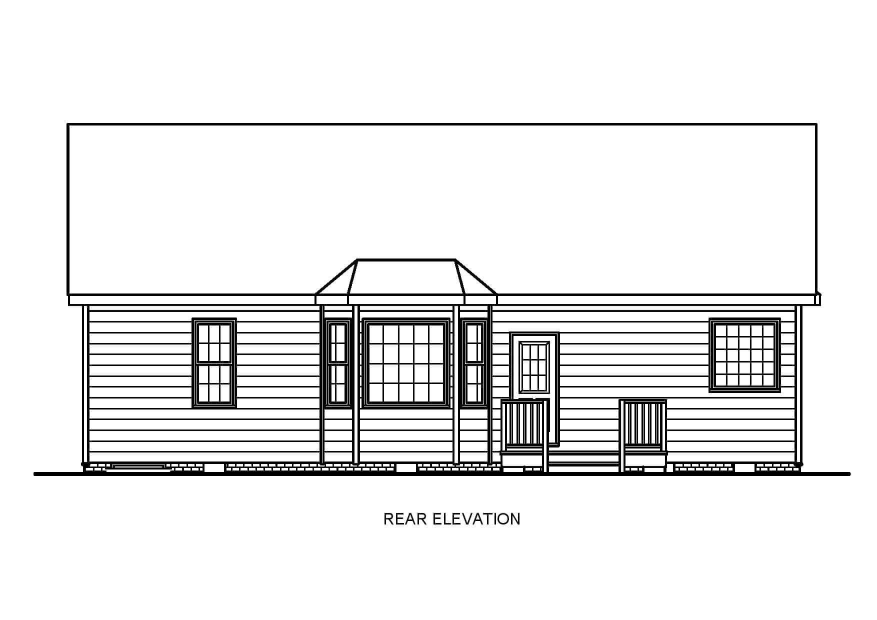Home Plan Rear Elevation of this 3-Bedroom,1363 Sq Ft Plan -198-1215