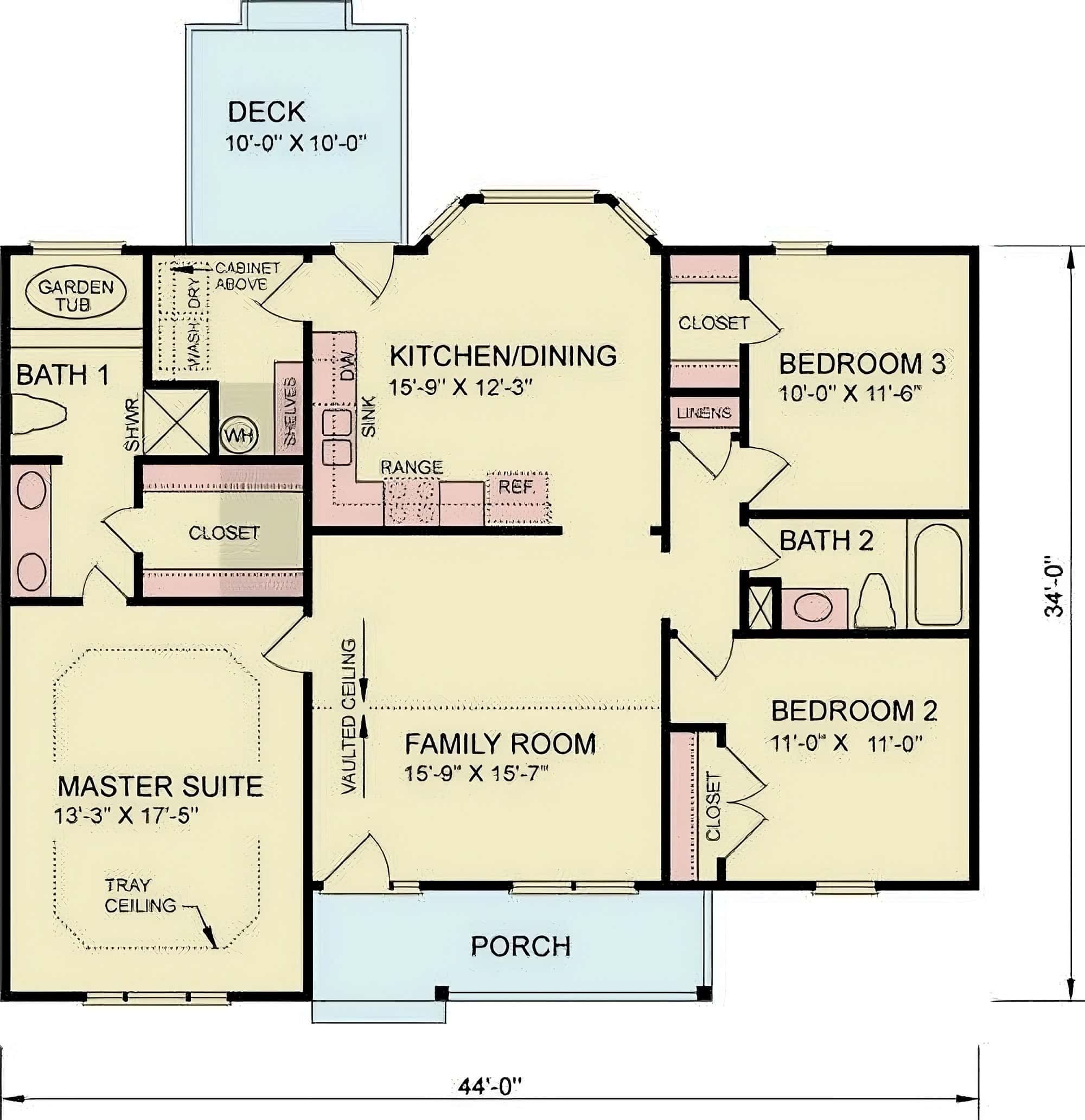 Main Level of Craftsman Plan #198-1215