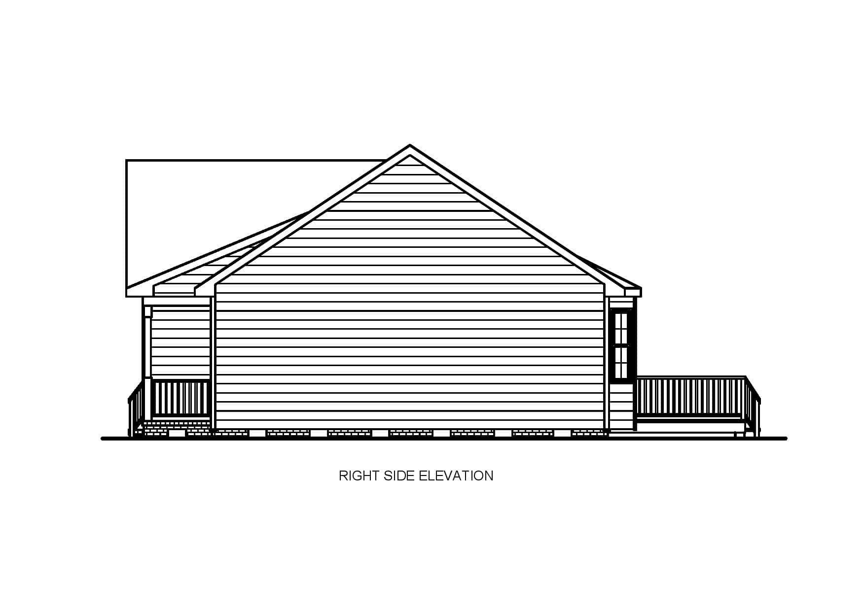 Home Plan Right Elevation of this 3-Bedroom,1363 Sq Ft Plan -198-1215