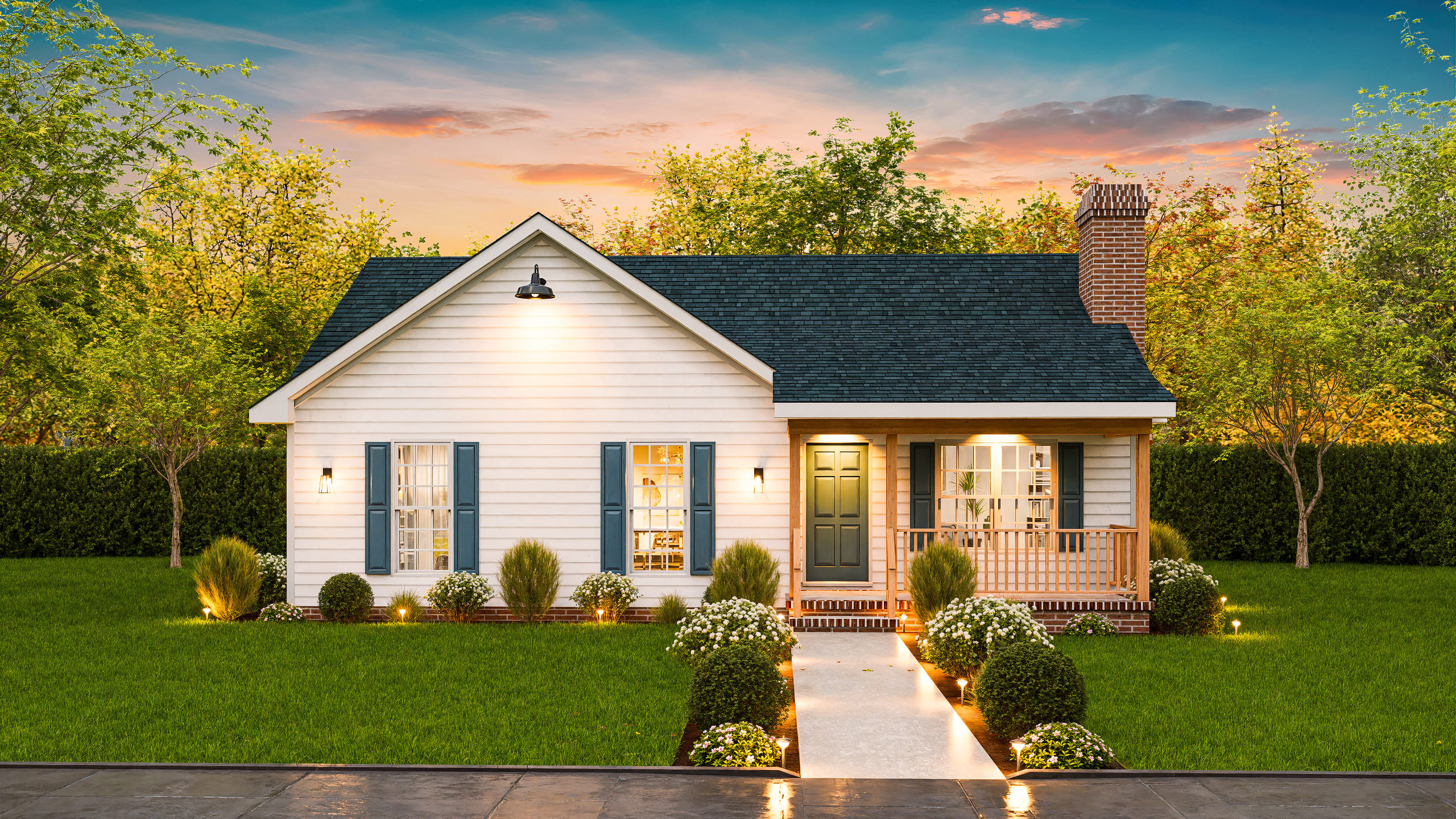 Front elevation of Small Country Cottage home (ThePlanCollection: House Plan #198-1216)