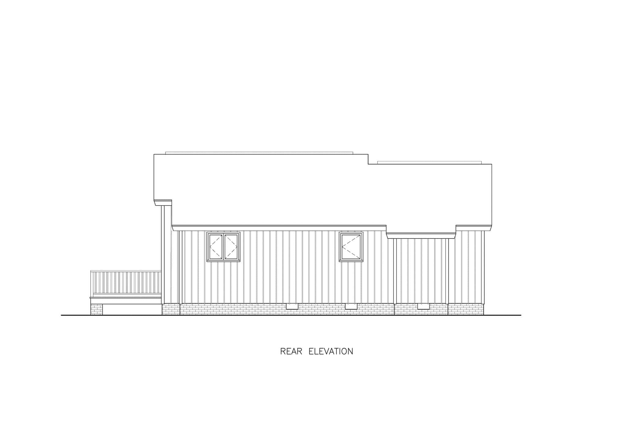 Home Plan Rear Elevation of this 2-Bedroom,922 Sq Ft Plan -198-1217