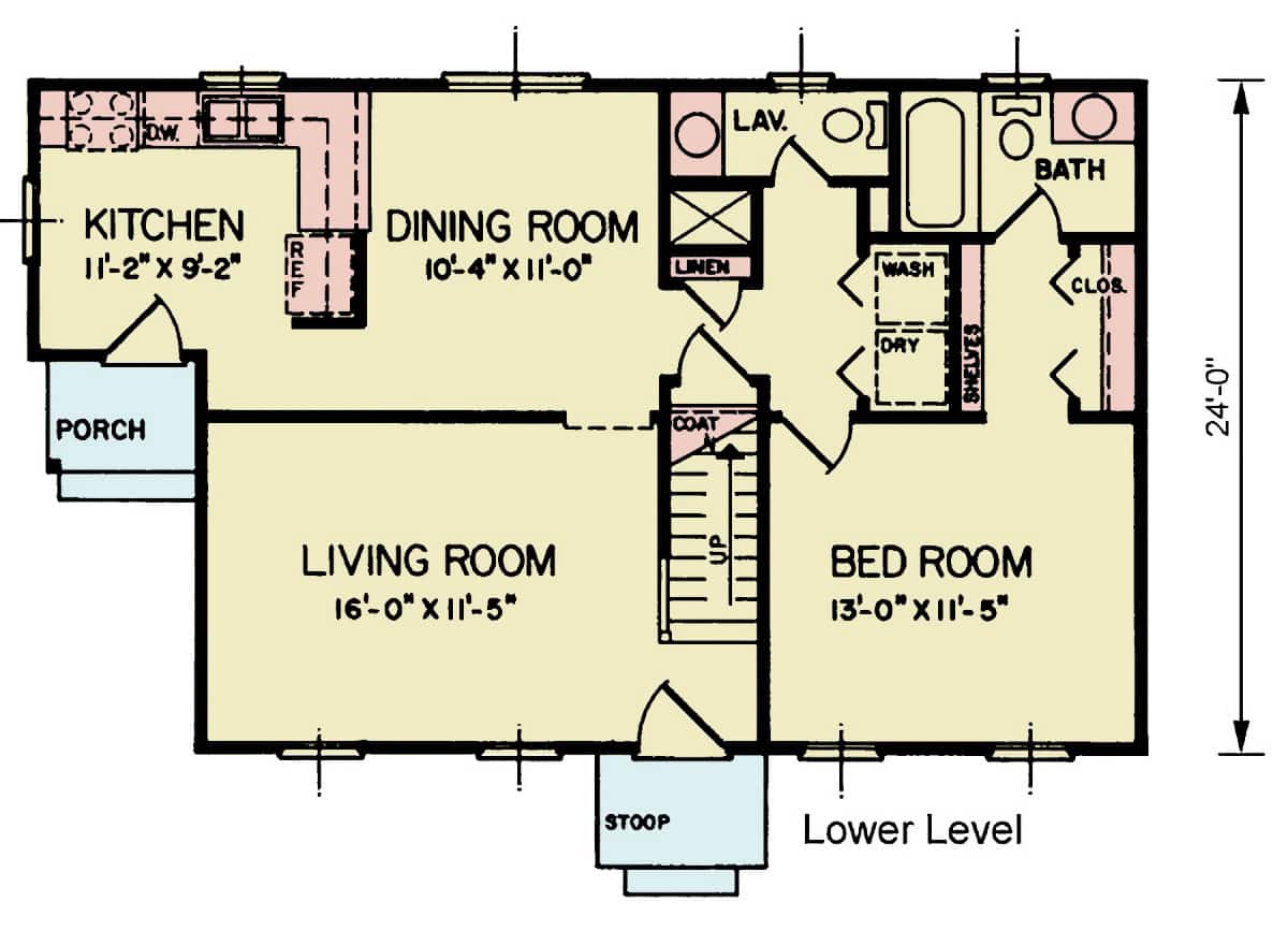 Main Level of Craftsman Plan #198-1222