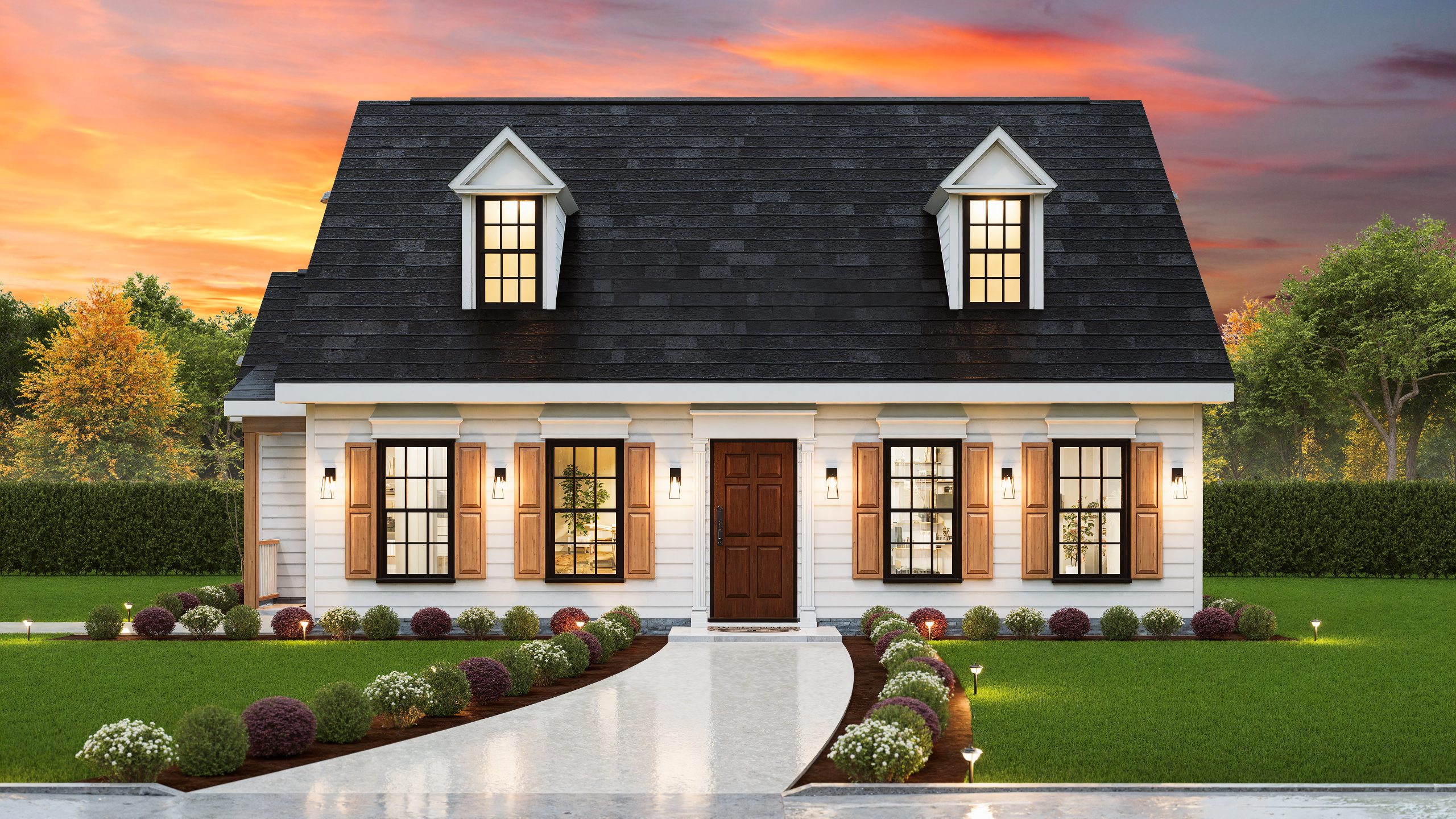 Front elevation of Cape Cod home (ThePlanCollection: House Plan #198-1222)