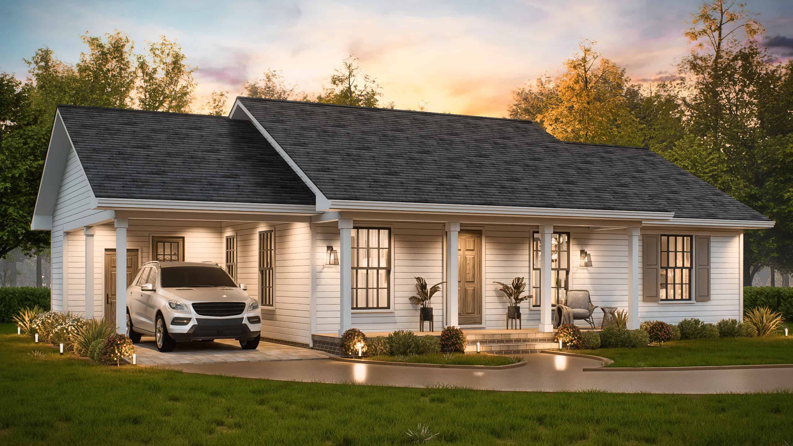 Left Side View of this 3-Bedroom,1027 Sq Ft Plan -198-1223