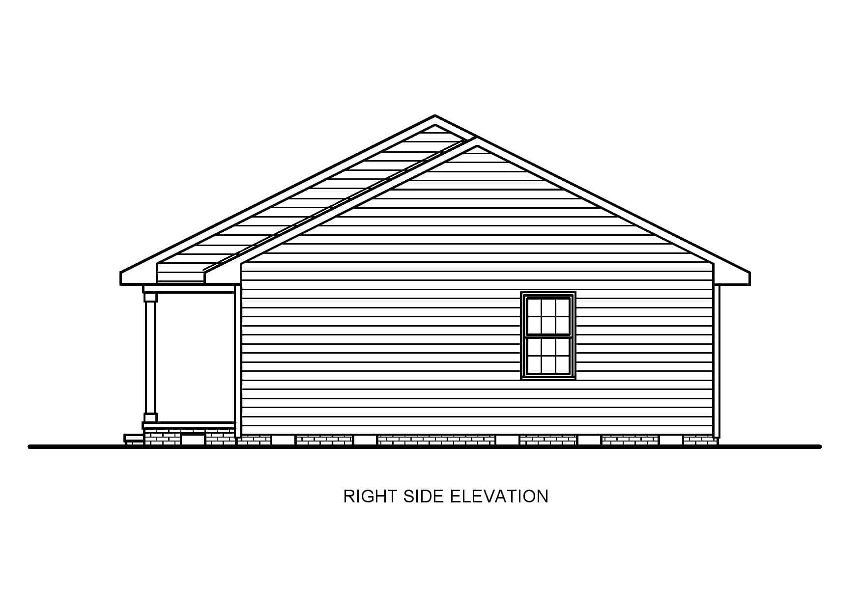 Home Plan Right Elevation of this 3-Bedroom,1027 Sq Ft Plan -198-1223