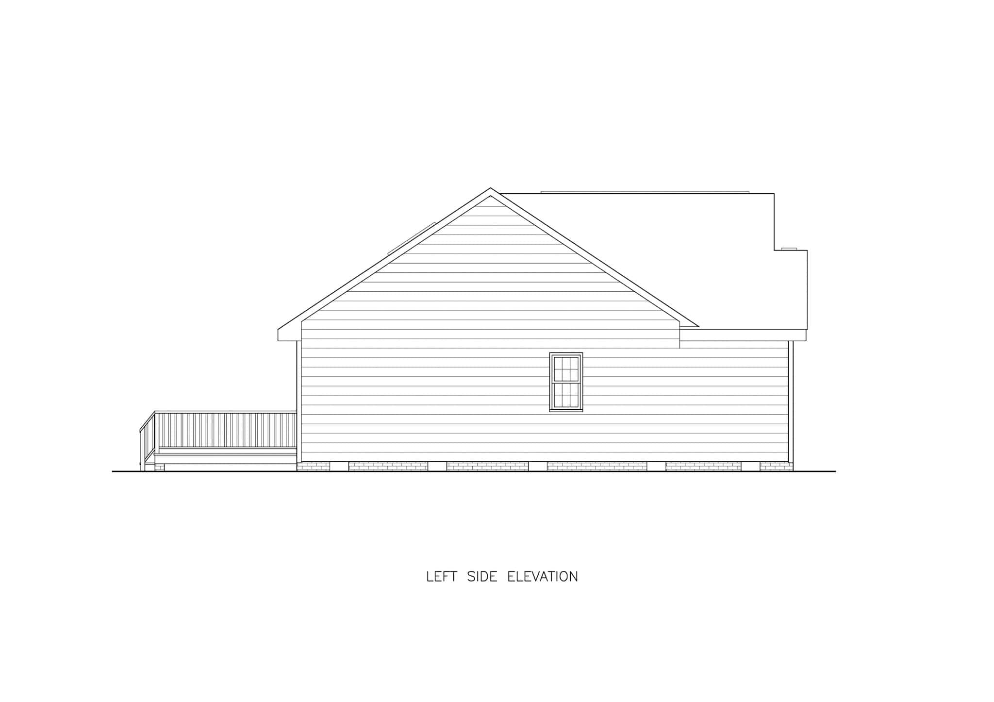 Home Plan Left Elevation of this 3-Bedroom,1208 Sq Ft Plan -198-1225