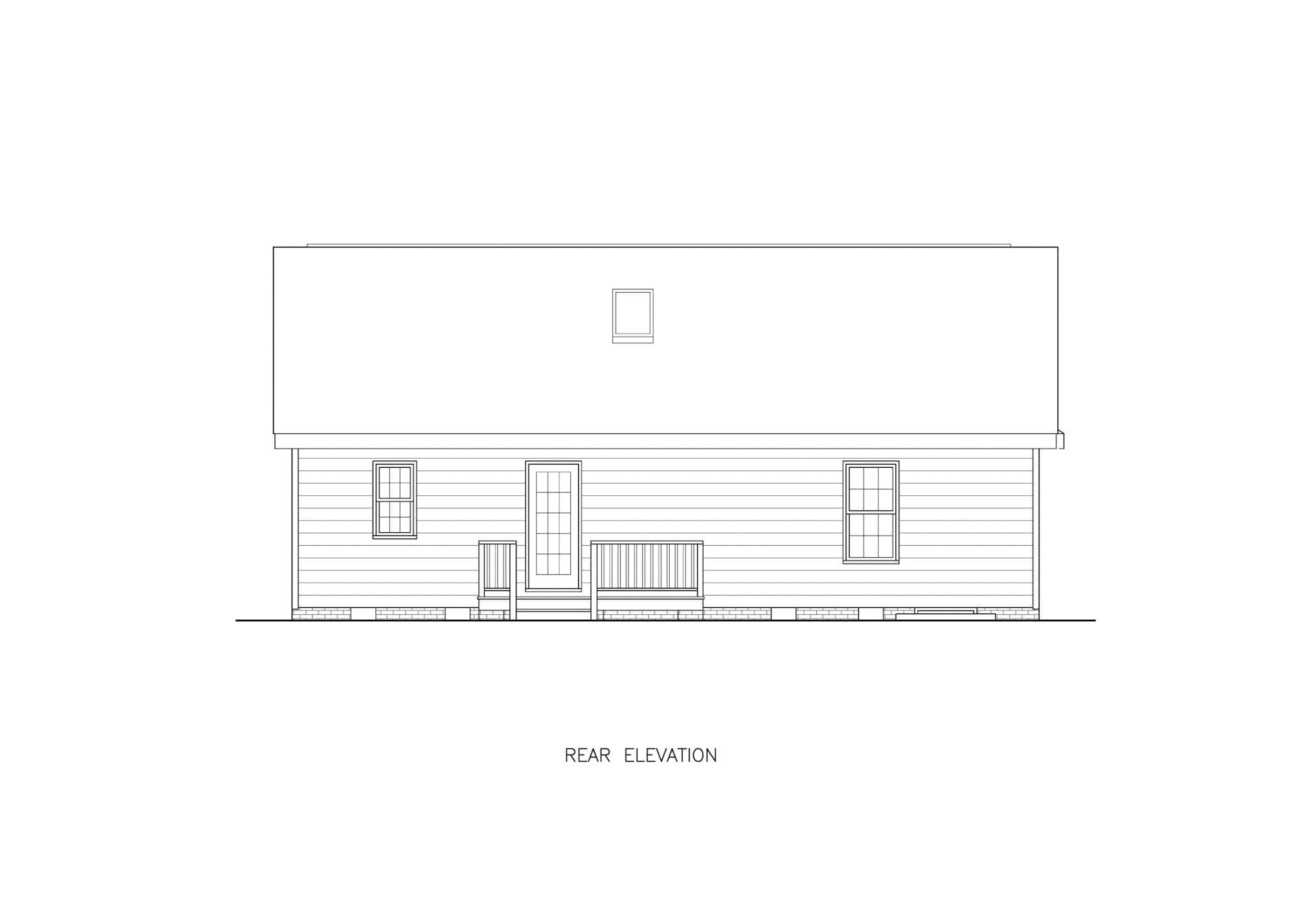 Home Plan Rear Elevation of this 3-Bedroom,1208 Sq Ft Plan -198-1225