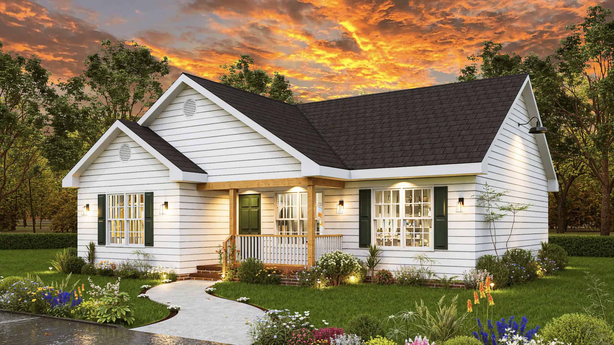 Right Side View of this 3-Bedroom,1208 Sq Ft Plan -198-1225