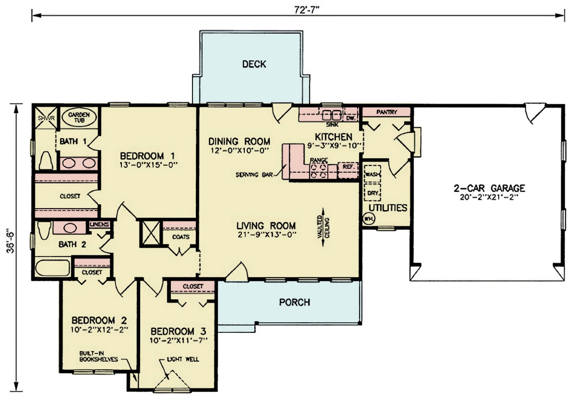 Main Level of Ranch Plan #198-1229