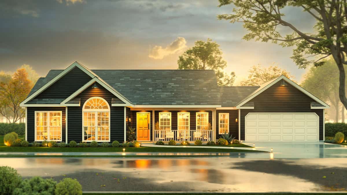 Front View of this 3-Bedroom,1500 Sq Ft Plan -198-1229