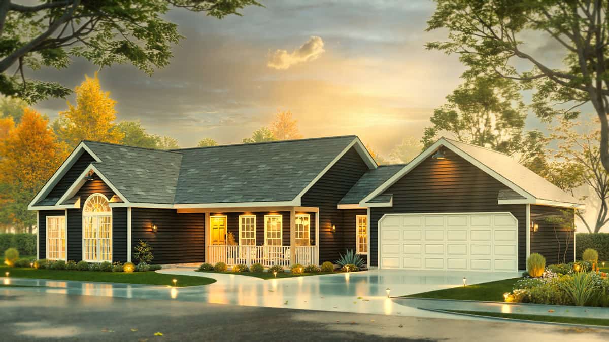 Left Side View of this 3-Bedroom,1500 Sq Ft Plan -198-1229