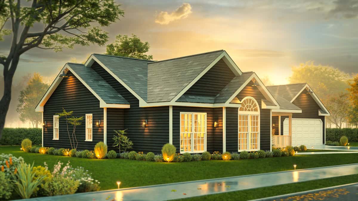 Right Side View of this 3-Bedroom,1500 Sq Ft Plan -198-1229