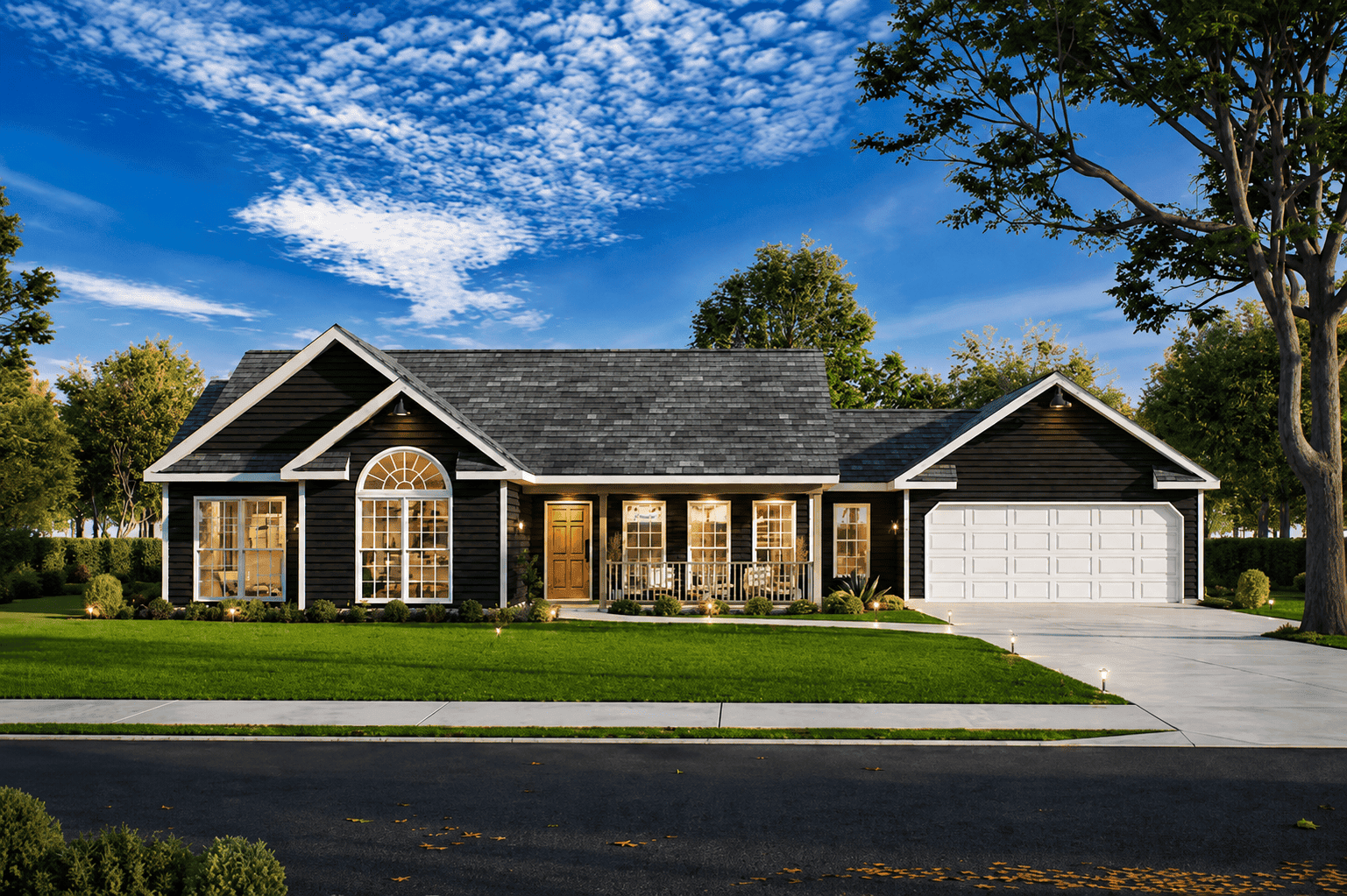 A Traditional Ranch home with covered front porch, gable roofline, and vinyl siding. 3 beds, 2 baths, 1,500 sq ft - Plan #198-1229