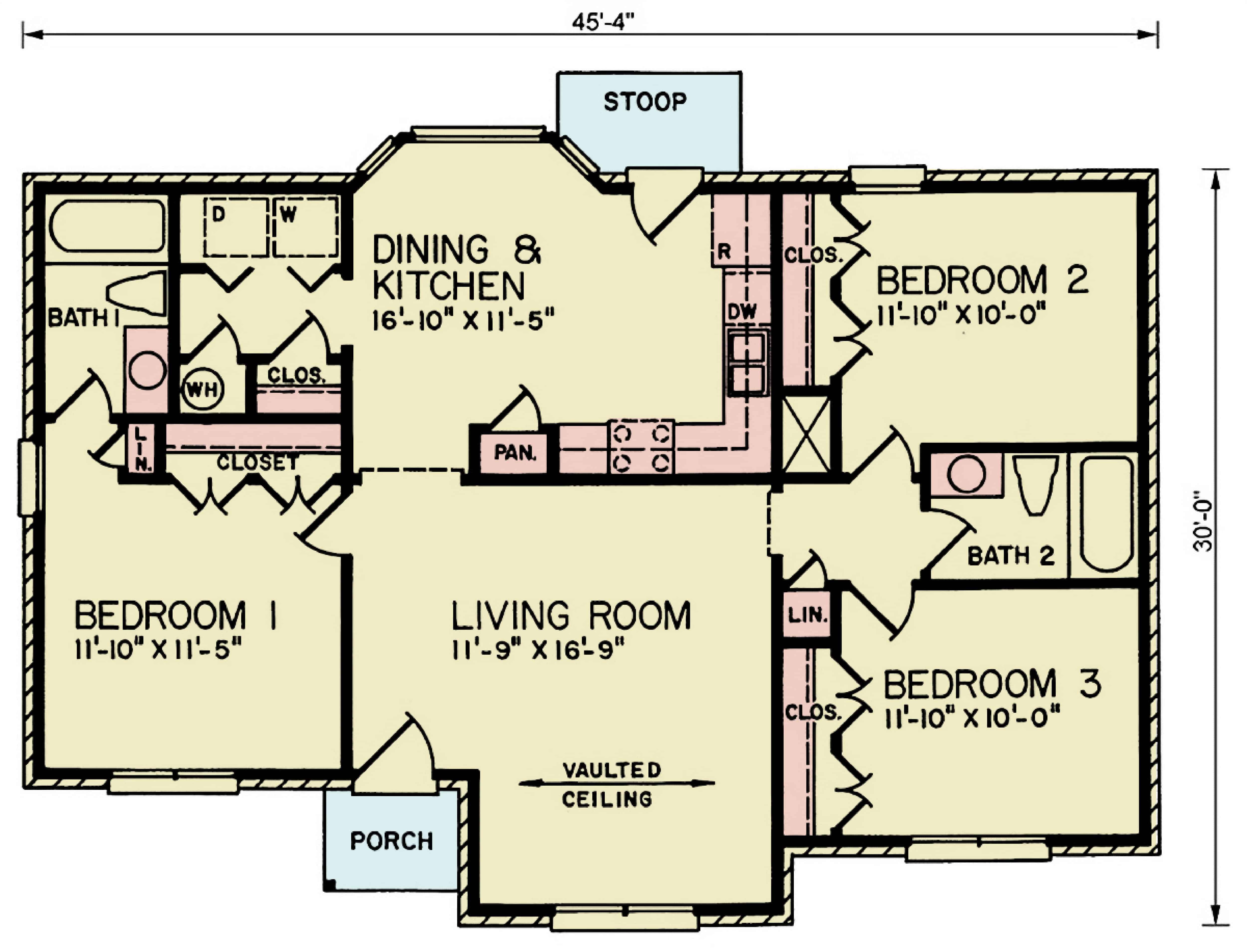 Main Level of Craftsman Plan #198-1232