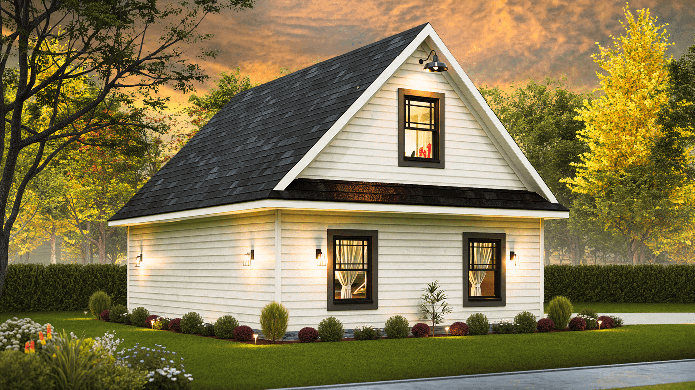 Right Side View of this 1-Bedroom,480 Sq Ft Plan -198-1233