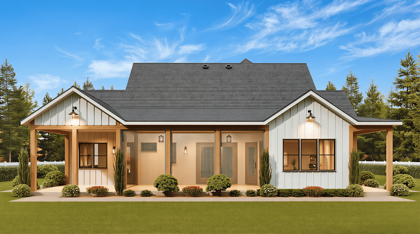 Rear View of this -Bedroom, Sq Ft Plan -198-1235