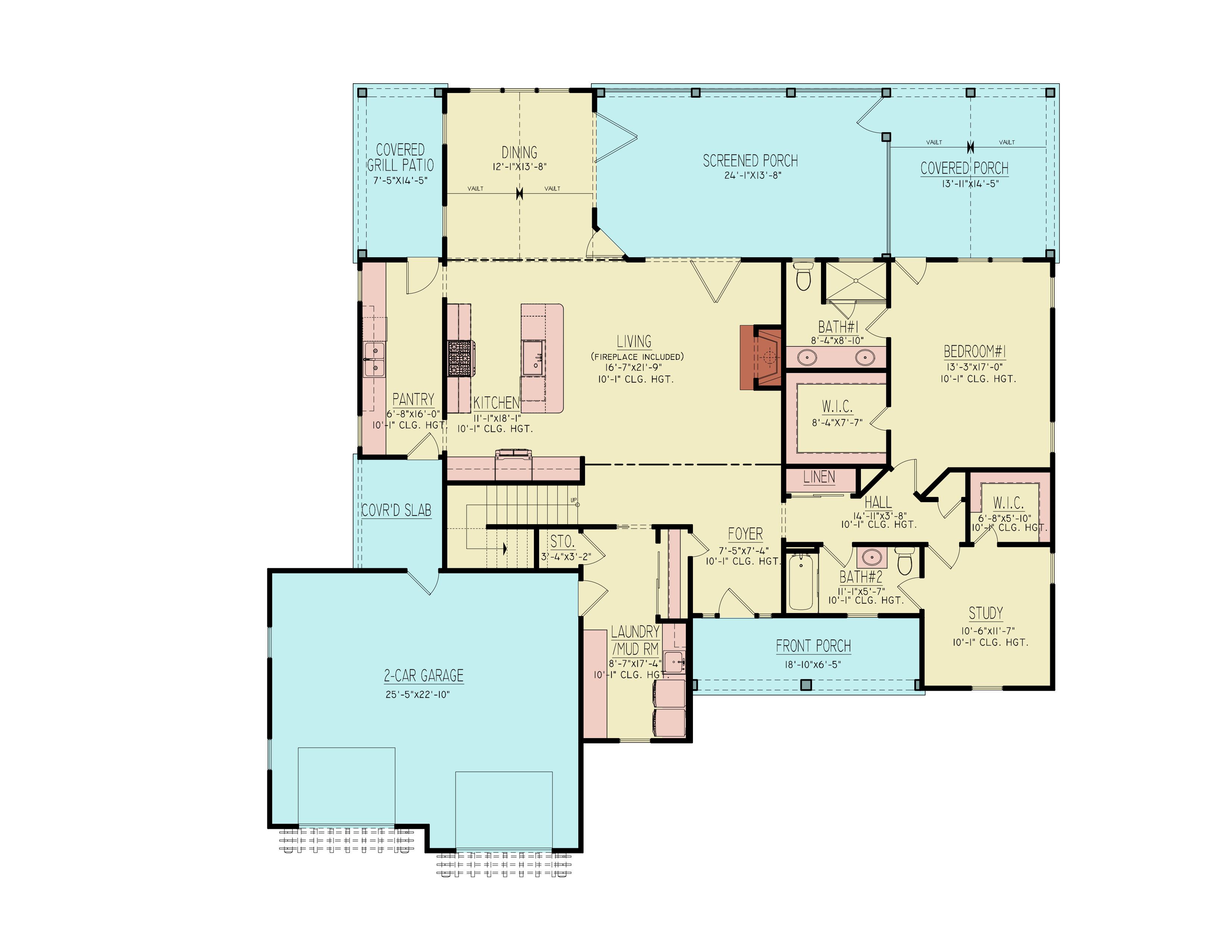 Main Level of Modern Farmhouse Plan #198-1235